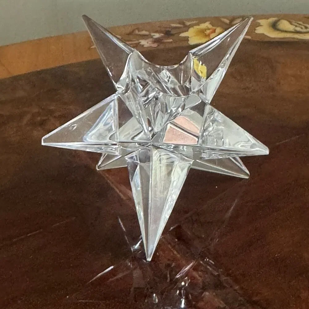 Rosenthal 2 Pair Kosta Star Atomic Crystal Candle Holders Signed New